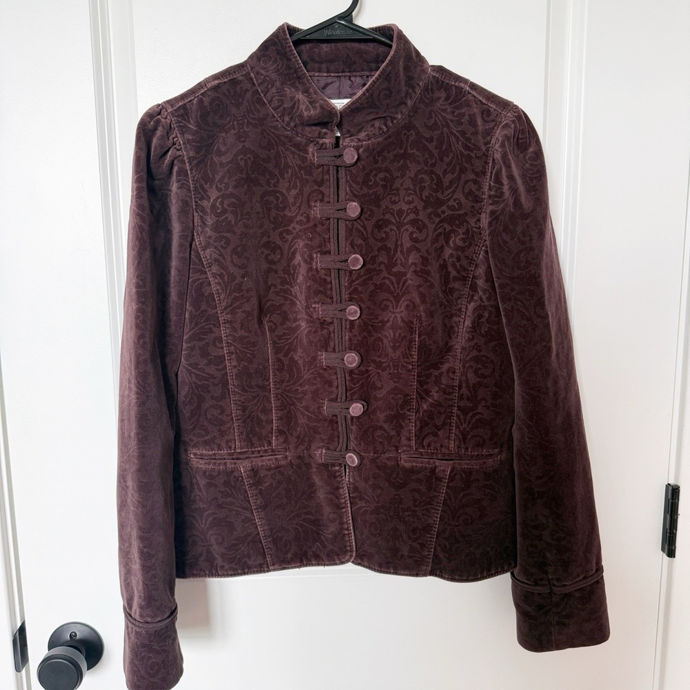 Vintage Velvet Burn Military Band Jacket Sz 8 Whimsigoth Victorian Toggle Goth